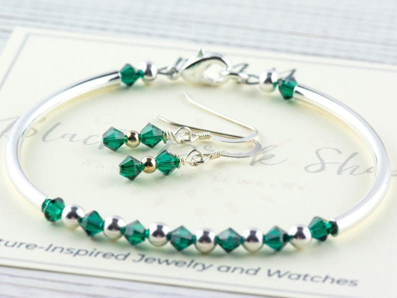 May Birthstone, Emerald Birthstone Bracelet, Birth Month Bracelet, Birth Stone Bracelet, May Bracelet Gift image 3