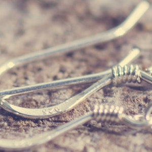 Sterling Silver Drop Earrings ear wire close up