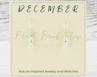 December Birthstone Earrings, Minimalist Swarovski Earrings, December Earrings Gift, Swarovski Blue Earrings