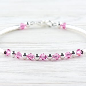 October Birthstone, Rose Birthstone Bracelet, Birth Month Bracelet, Birth Stone Bracelet, October Bracelet Gift
