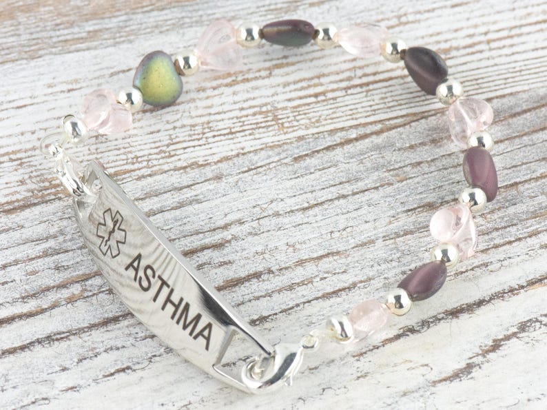 Purple Heart Mix Interchangeable Stretch Beaded Watch Band • Medical ID Bracelet • Single Strand • Handmade Jewelry image 8
