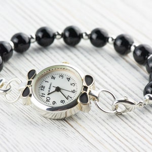 Black Bow Tie Two-Tone Round Watch Face • White Dial • DIY Beading Watch • Jewelry Making • Analog • Loops and Battery Included image 5
