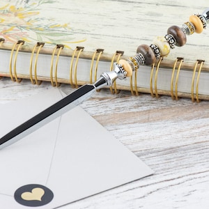 Walk in the Woods Glass Beaded Silver Metal Sword Letter Opener / Paper Knife / Office Desk Accessories