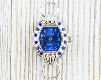 Blue Watch Face, Rhinestone Watch Face, Square Watch Face, Watch Head, Watch Parts, Battery Included