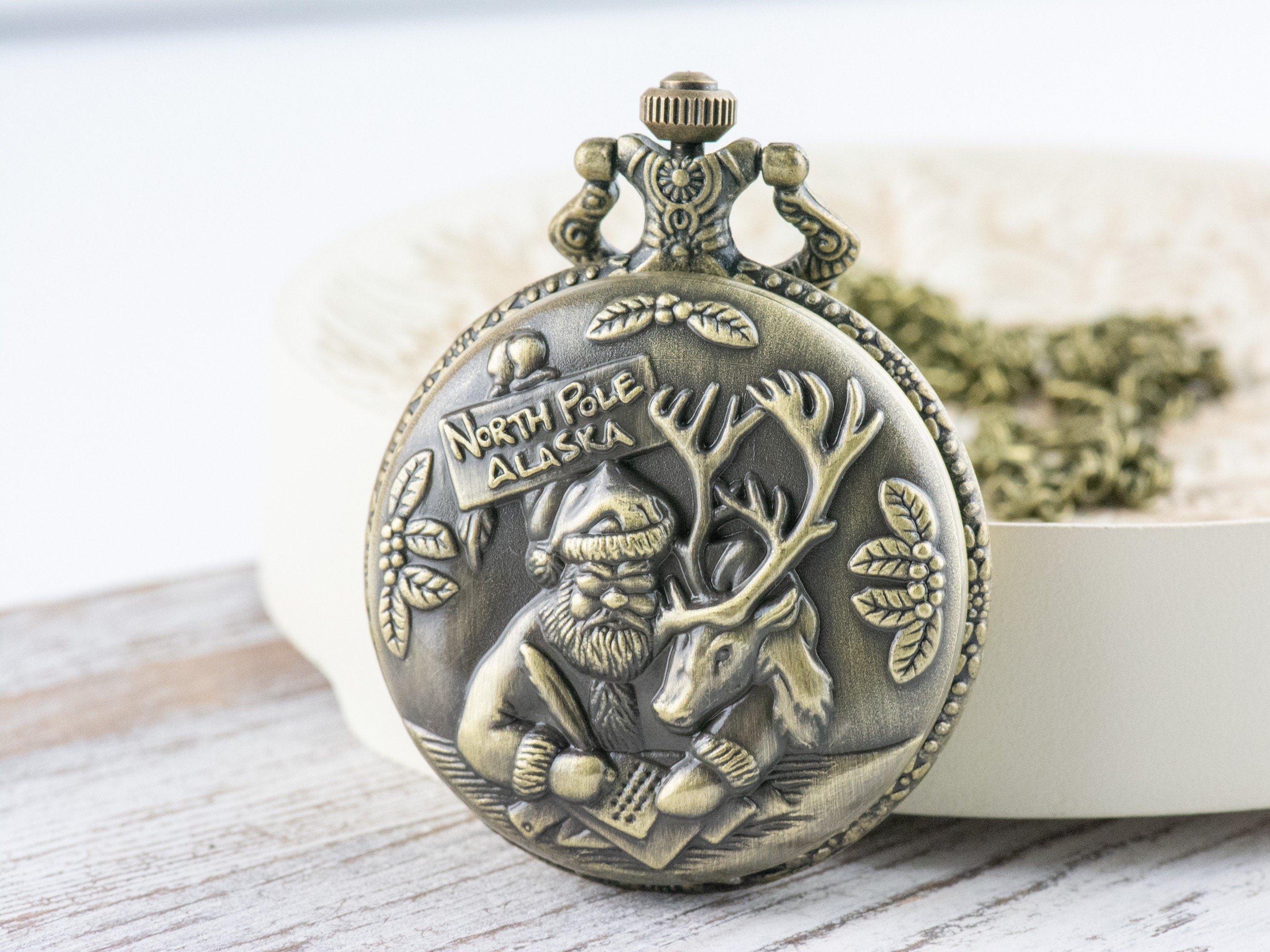 Orologio Da Taschino Vintage Babbo Natale – Quarzo, Stile Retro, Collana Regalo - 2