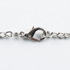 May include: A silver chain necklace with a lobster clasp closure.