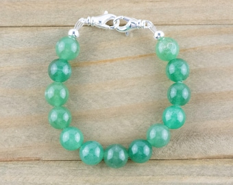 Green Aventurine Stretch Beaded Watch Band, Medical Alert Bracelet, Single Strand, Interchangeable, Handmade Jewelry