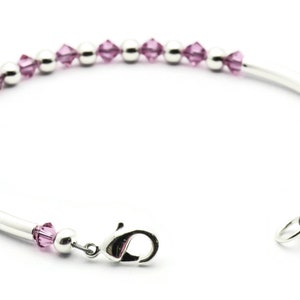 October Rose Swarovski Crystal Birth Month Sterling Silver Plated Bracelet