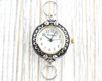 Sunflower White Dial Two-Tone Round Watch Face • DIY Beading Watch • Jewelry Making • Analog • Loops and Battery Included