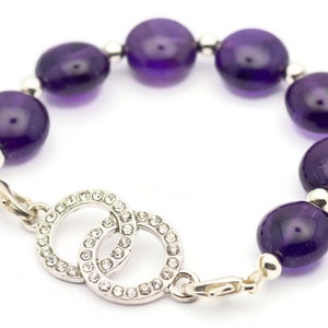 Dubbelcirkelformad strassbesatt stretchbandskoppling • Armbandsfokus bild 3