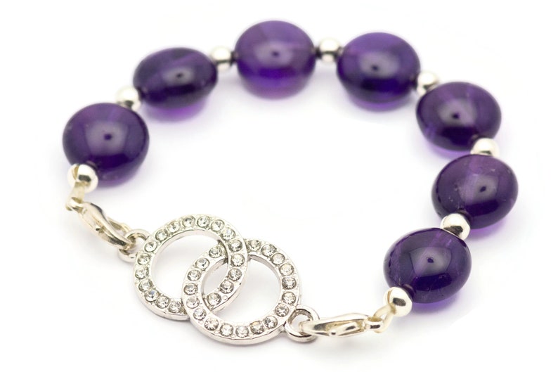 Dubbelcirkelformad strassbesatt stretchbandskoppling • Armbandsfokus bild 3