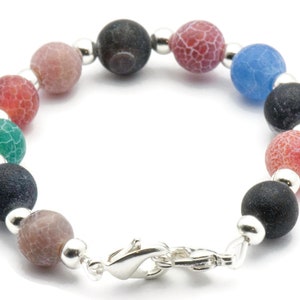 Agat Flerfärgat Pärlarmband Klockarmband • Medicinskt ID-armband • Handgjort Klockarmband • Stretchigt Klockarmband bild 1