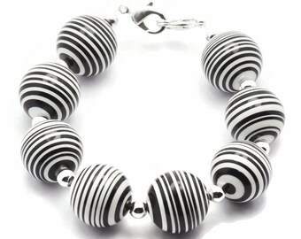 Zebra Chunky Stretchy Interchangeable Band, Medical Id Bracelet, Bracelet Watch Band, Stretch Watch Band - S, M, XL