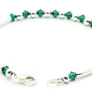 May Emerald Swarovski Crystal Birth Month Sterling Silver Plated Bracelet