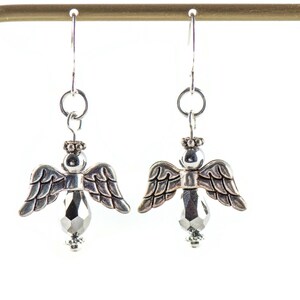 Silverörhängen med julängel, handgjorda silverpläterade örhängen, ängelsmycken bild 6