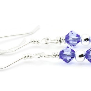 September Sapphire Swarovski Crystal Birth Month Sterling Silver Drop Earrings