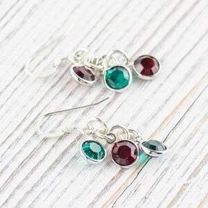 Orecchini natalizi con vischio, orecchini fatti a mano in argento sterling, cristallo Swarovski immagine 2