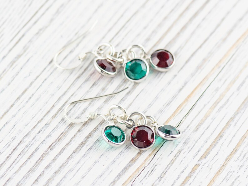 Orecchini natalizi con vischio, orecchini fatti a mano in argento sterling, cristallo Swarovski immagine 2