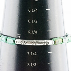 African Turquoise Stretch Bracelet on a black bracelet mandrel size 7 stretch