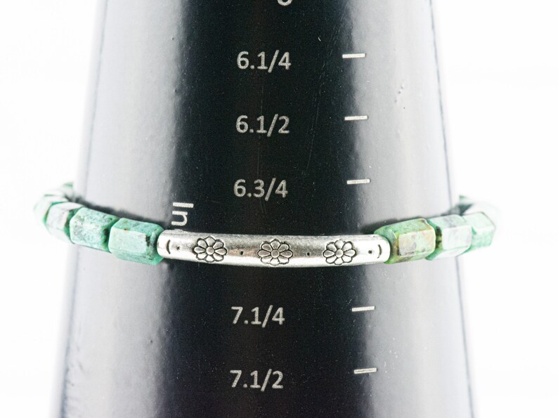 African Turquoise Stretch Bracelet on a black bracelet mandrel size 7 stretch