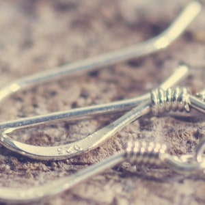 Sterling Silver Drop Earrings ear wire close up