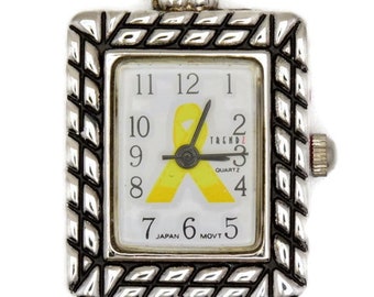 Yellow Ribbon Watch Face, Awareness Ribbon Watch Face, Square Watch Face, Women's Watch Face, Wrist Watch Face