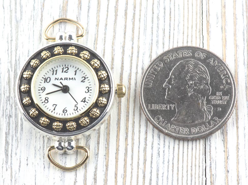 Dandelion White Dial Two-Tone Round Watch Face • DIY Beading Watch • Jewelry Making • Analog • Loops and Battery Included image 4