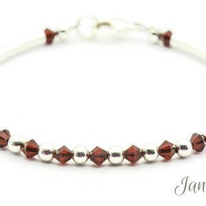 January Garnet Swarovski Crystal Birth Month Sterling Silver Plated Bracelet