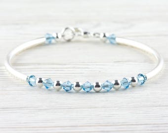 March Birthstone, Aquamarine Birthstone Bracelet, Birth Month Bracelet, Birth Stone Bracelet, March Bracelet Gift