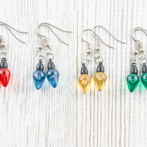 Christmas Lights Dangle Earrings, Holiday Jewelry, Feeling Festive, Handmade Gift