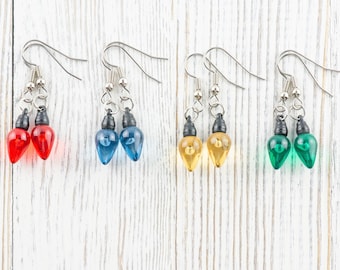 Christmas Lights Dangle Earrings, Holiday Jewelry, Feeling Festive, Handmade Gift