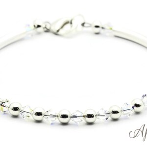 April Diamond Swarovski Crystal Birth Month Sterling Silver Plated Bracelet