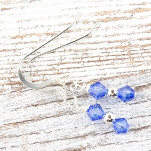 September Birthstone Earrings, Sapphire Birthstone Earrings, September Earrings Gift, Minimalist Swarovski Earrings image 2