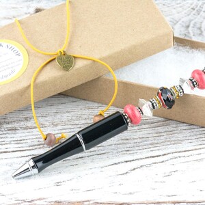 Midnight Rose Beaded Black Stylus Pen • Lampwork Glass Beads • Metal Ballpoint image 6