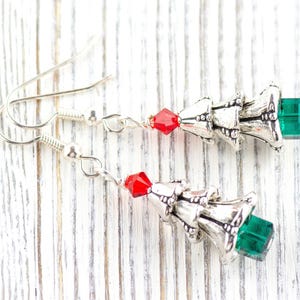 Christmas Tree Earrings, Handmade Earrings, Swarovski Crystal, Holiday Jewelry image 1