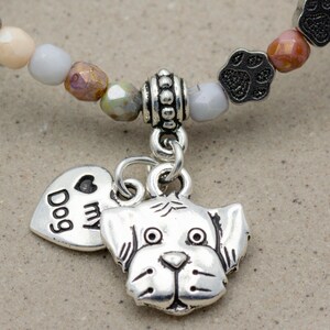 I Love My Dog Charm Stretch Bracelet, Dog Lover Gift, Pet Jewelry, Paw Print image 7