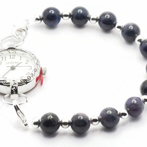 Dumortierit töjbart utbytbart armband • Armband för medicinskt ID • Klockarmband • Töjbart klockarmband bild 3