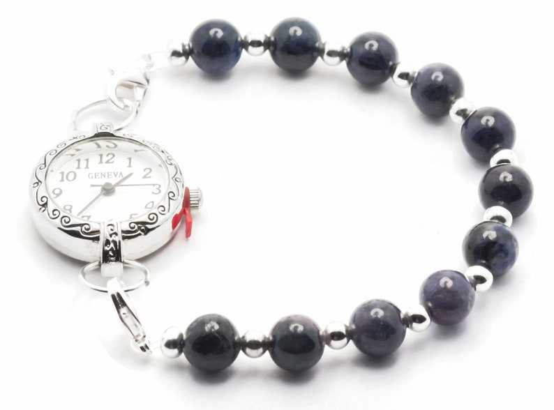 Dumortierit töjbart utbytbart armband • Armband för medicinskt ID • Klockarmband • Töjbart klockarmband bild 3