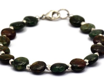 Green Opal Sterling Silver Beaded Bracelet