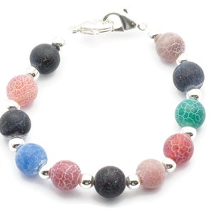Agat Flerfärgat Pärlarmband Klockarmband • Medicinskt ID-armband • Handgjort Klockarmband • Stretchigt Klockarmband bild 2