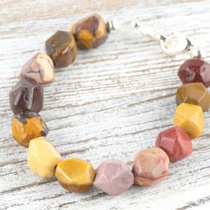 Mookaite Jasper Nugget Interchangeable Stretch Beaded Watch Band • Medical ID Bracelet • Single Strand • Handmade Gemstone Jewelry image 1