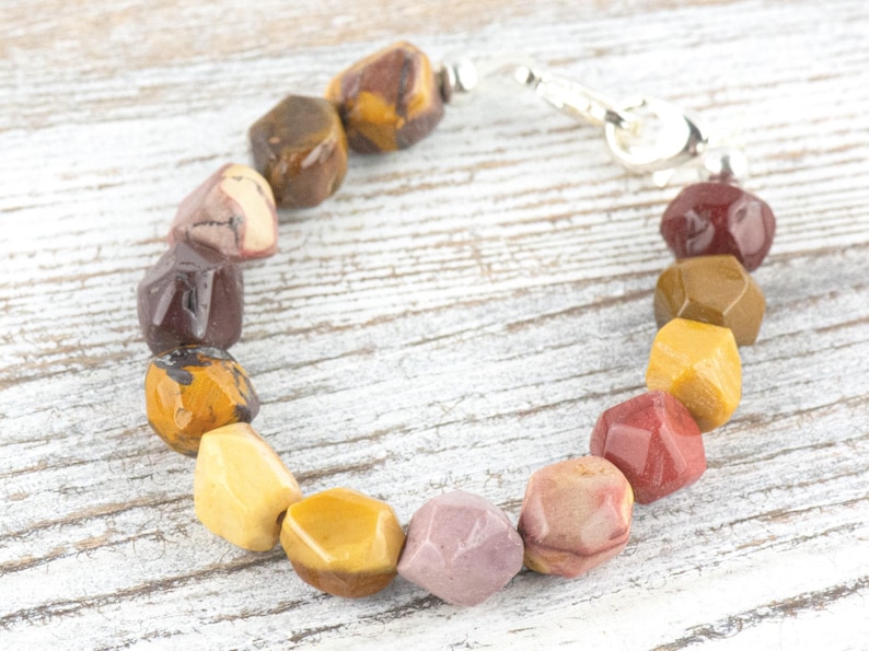 Mookaite Jasper Nugget Interchangeable Stretch Beaded Watch Band • Medical ID Bracelet • Single Strand • Handmade Gemstone Jewelry image 1