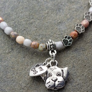 I Love My Dog Charm Stretch Bracelet, Dog Lover Gift, Pet Jewelry, Paw Print image 2