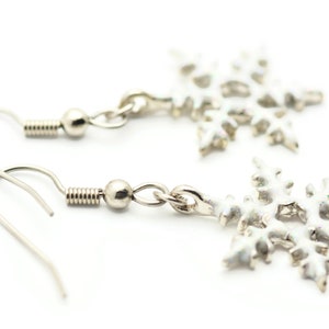 Frosted Snowflake, Snowy Snowflake, White Snow, Christmas Earrings, Holiday Earrings, Winter Jewelry