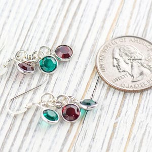 Orecchini natalizi con vischio, orecchini fatti a mano in argento sterling, cristallo Swarovski immagine 5