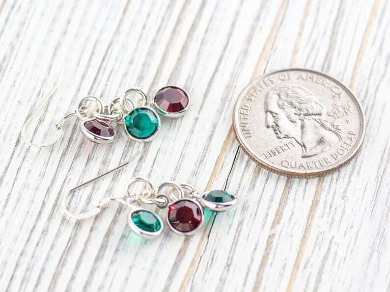 Orecchini natalizi con vischio, orecchini fatti a mano in argento sterling, cristallo Swarovski immagine 5