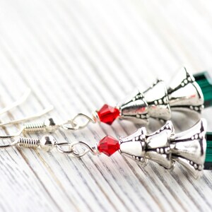 Christmas Tree Earrings, Handmade Earrings, Swarovski Crystal, Holiday Jewelry image 4