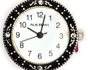 Flowery White Watch Face, Ladies Watch Face, Round Watch Face, Women's Watch Face, Beading Watch Face, Silver Watch Face