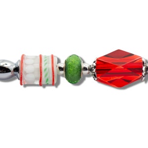 Noel Red and Green Beaded Letter Opener, Hand Opener, Holiday Gift, Office Tools, Envelope Opener