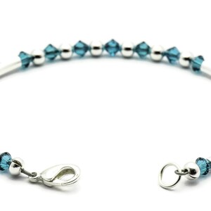 December Blue Zircon Swarovski Crystal Birth Month Sterling Silver Plated Bracelet